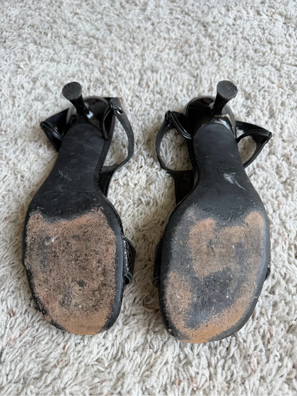 Donald J. Pliner Black Snake-Embossed T-Strap Sandals
